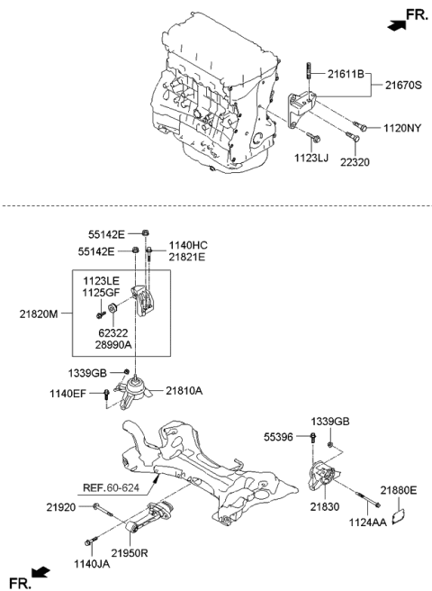 2013 Kia Optima Engine Mounting Bracket Assembly Diagram for 218103Q850
