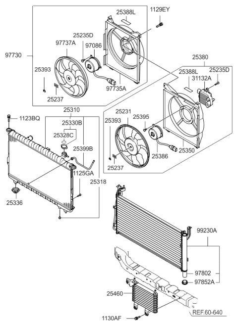 2008 Kia Amanti Motor Assembly Diagram for 977863F500