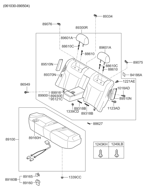 2008 Kia Amanti Rear Seat Cushion Covering Assembly Diagram for 891703F700716