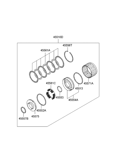 2009 Kia Amanti Piston Assembly-Disc Clutch Diagram for 455543A700