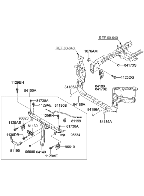 2008 Kia Amanti Hood Latch Assembly Diagram for 811303F500