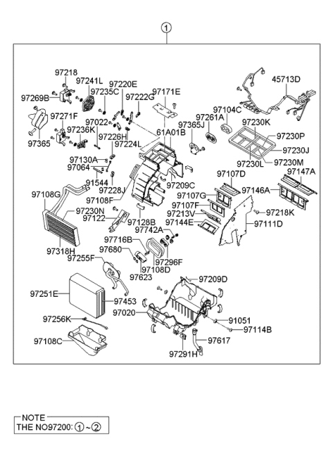 2007 Kia Amanti Heater System-Heater & Evaporator Diagram 1