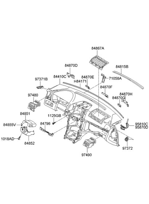 2009 Kia Amanti Duct Assembly-Side Air VENTILATOR Diagram for 974903F00527