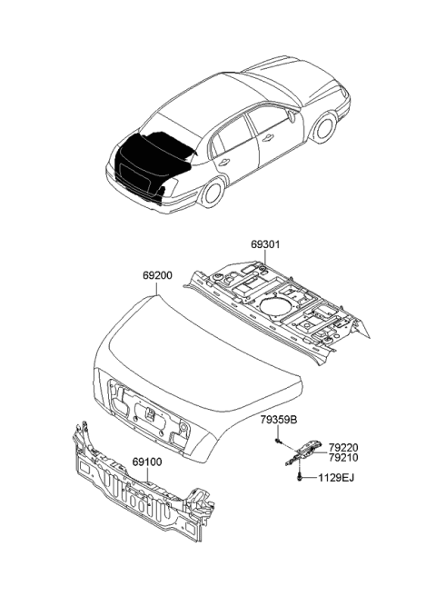 2009 Kia Amanti Trunk Lid & Back Panel Diagram