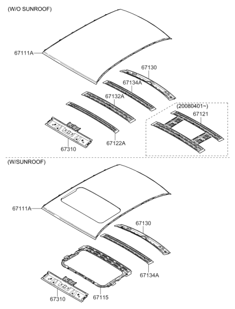 2006 Kia Amanti Panel-Roof Diagram for 671113F000