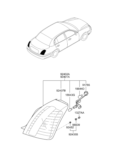2009 Kia Amanti Pad-Rear Combination Lamp Se Diagram for 924503F500