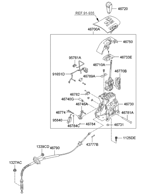 2007 Kia Amanti Lever-Lock & Release Diagram for 467463F050