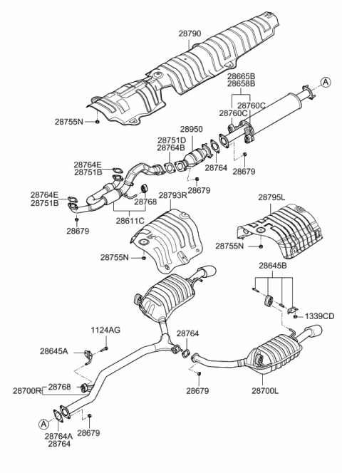 2008 Kia Amanti Muffler & Exhaust Pipe Diagram