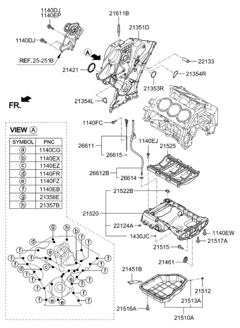 2006 Kia Amanti Belt Cover & Oil Pan Diagram