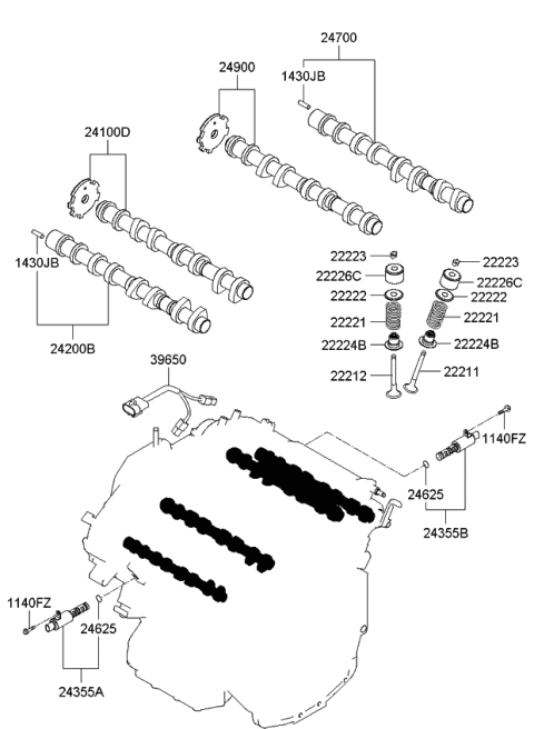 2007 Kia Amanti Camshaft Assembly-Exhaust Diagram for 242003C705