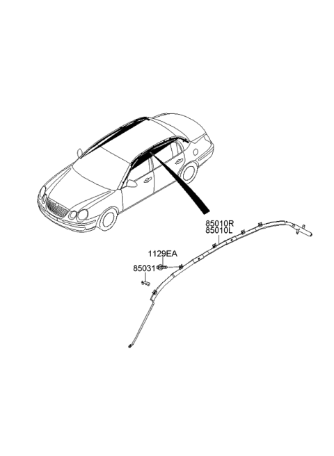 2008 Kia Amanti Curtain Air Bag Module, Right Diagram for 850203F500