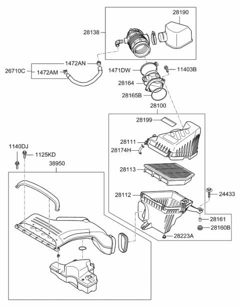 2007 Kia Amanti Air Duct Assembly Diagram for 282133F900