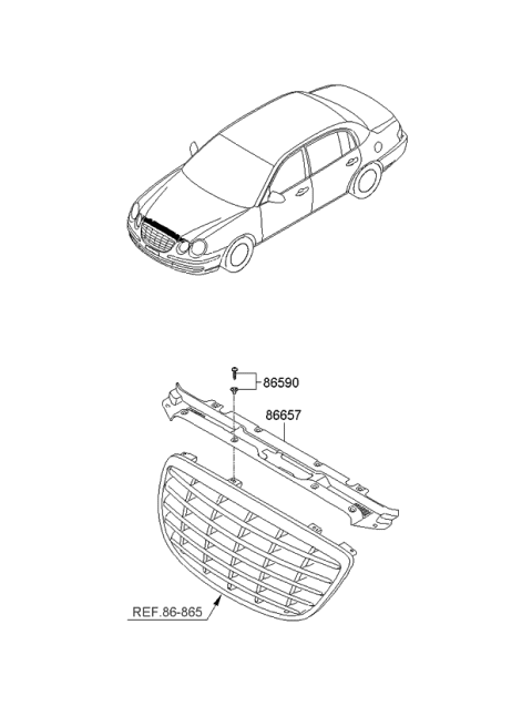 2006 Kia Amanti Guard-Radiator Grille Upper Diagram for 863563F500