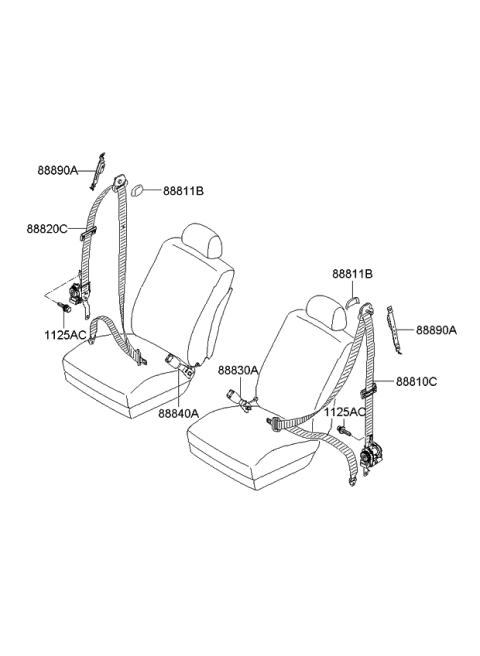 2009 Kia Amanti Belt-Front Seat Diagram