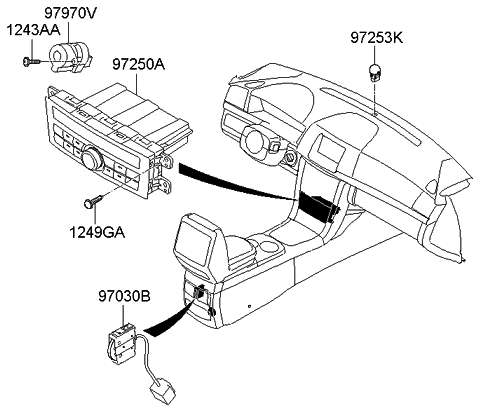 2007 Kia Amanti Control Assembly-Heater Diagram for 972503F70195