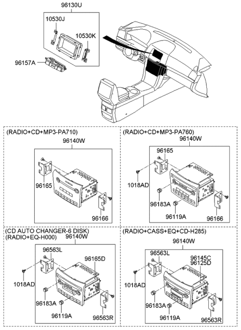 2008 Kia Amanti Bracket-Mounting RH Diagram for 965623F600