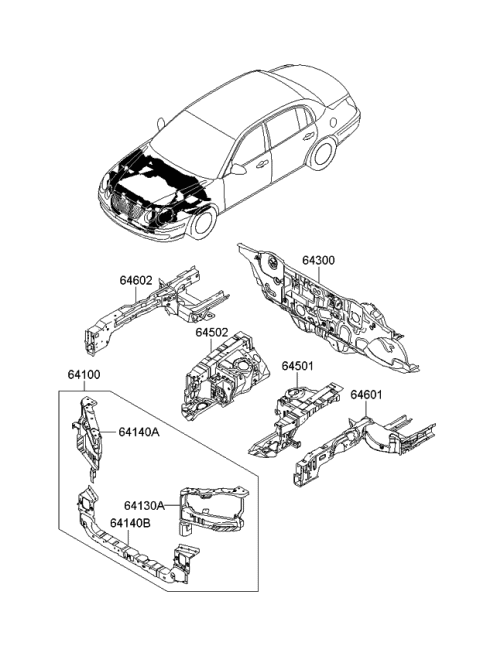 2008 Kia Amanti Fender Apron & Radiator Support Panel Diagram