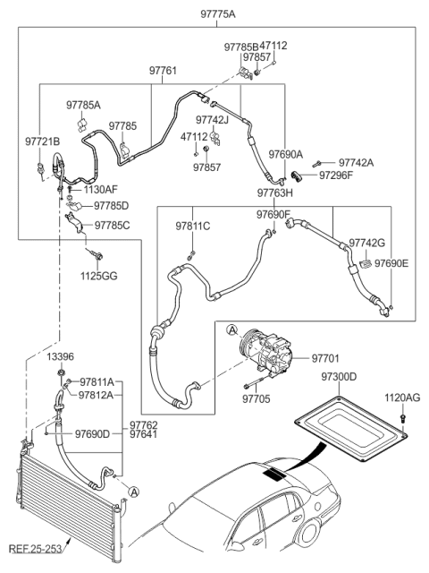 2009 Kia Amanti Suction Hose Diagram for 977633F601