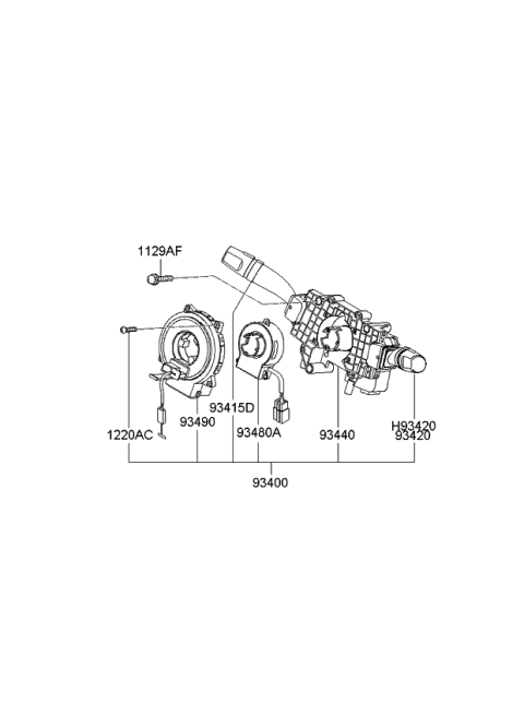 2009 Kia Amanti Clock Spring Contact Assembly Diagram for 934903F150