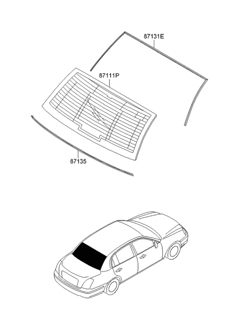 2008 Kia Amanti Glass Assembly-Rear Window Diagram for 871103F521