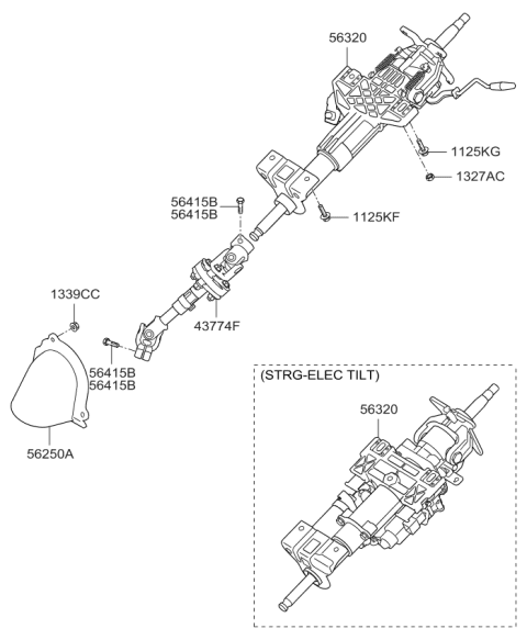 2007 Kia Amanti Steering Column & Shaft Diagram