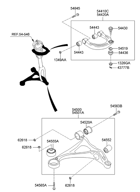 2007 Kia Amanti Arm Complete-Front Lower Diagram for 545013F600