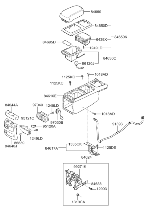 2009 Kia Amanti Console-Floor Diagram