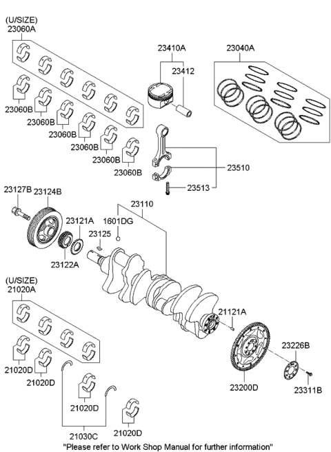 2007 Kia Amanti Crankshaft & Piston Diagram