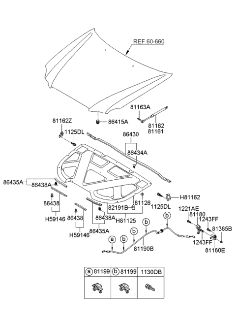 2009 Kia Amanti Seal Weatherstrip Assembly-Hood Diagram for 864373F510