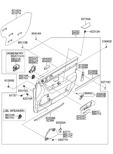 2006 Kia Amanti Trim-Front Door Diagram