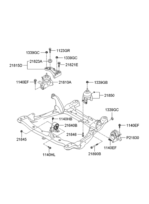 2008 Kia Amanti Front Roll Stopper Bracket Assembly Diagram for 219103F950