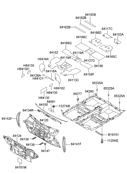 2007 Kia Amanti INSULATOR-COWL Diagram for 841343F500