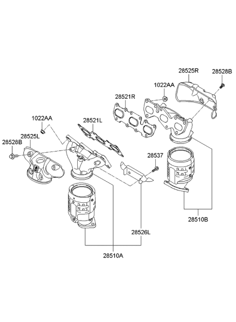 2007 Kia Amanti Exhaust Manifold Catalytic Assembly, Left Diagram for 285103CZI0