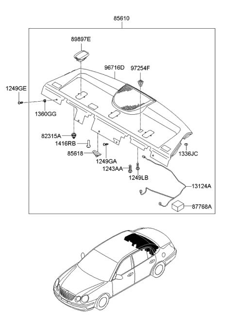 2008 Kia Amanti Rear Package Tray Diagram