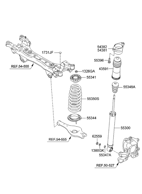 2009 Kia Amanti Rear Shock Absorber Assembly Diagram for 553113F800