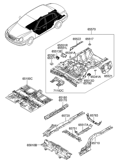 2006 Kia Amanti Bracket Assembly-Rear Towing Diagram for 655353F700