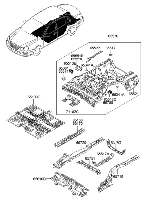 2006 Kia Amanti New Body Style (Produced After NOV.2006) Panel-Floor Diagram