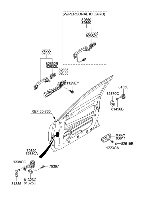 2008 Kia Amanti Cover-Front Door Outside Handle Diagram for 826523F000