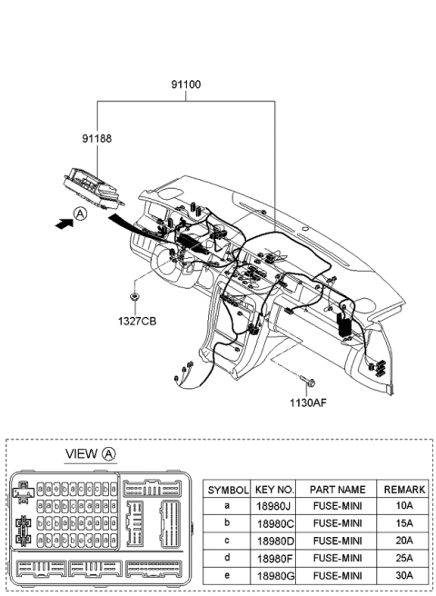 2009 Kia Amanti Instrument Panel Junction Box Assembly Diagram for 919553F000