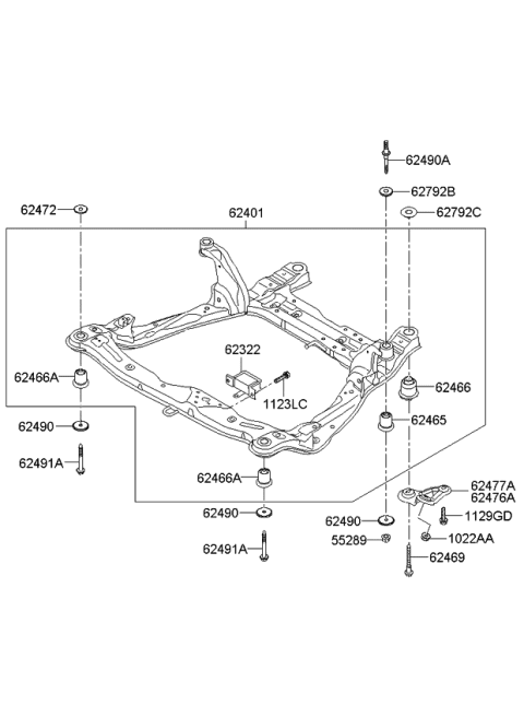 2009 Kia Amanti Front Suspension Crossmember Diagram