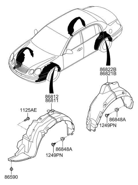 2006 Kia Amanti Wheel Guard Diagram