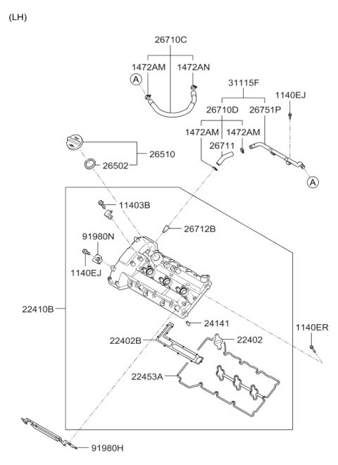 2009 Kia Amanti Rocker Cover Diagram 1