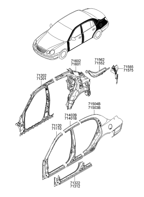 2008 Kia Amanti Panel Assembly-Quarter Inner Diagram for 716013F750