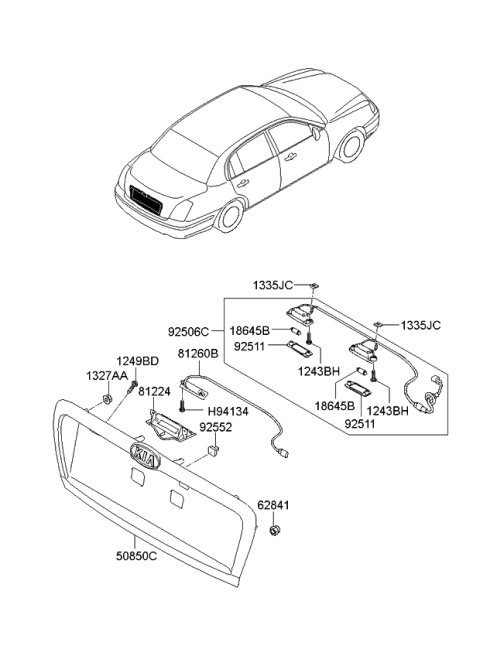 2006 Kia Amanti Nut-Spring Diagram for 1335704036