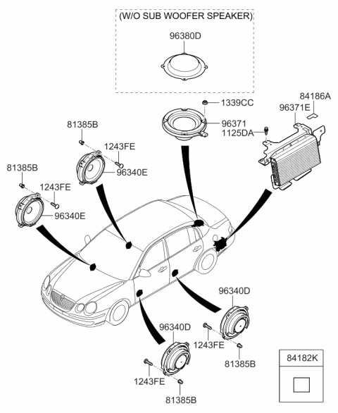 2009 Kia Amanti Sub Woofer Speaker Assembly Diagram for 963803F200