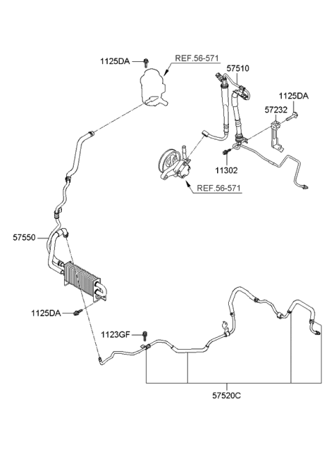 2007 Kia Amanti Power Steering Hose & Bracket Diagram