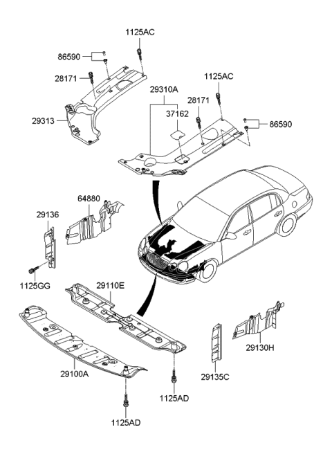 2006 Kia Amanti Under Cover Diagram