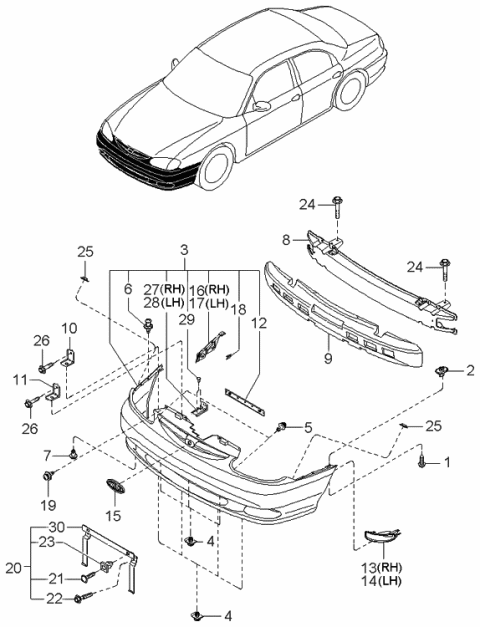 1997 Kia Sephia Bumper-Front Diagram