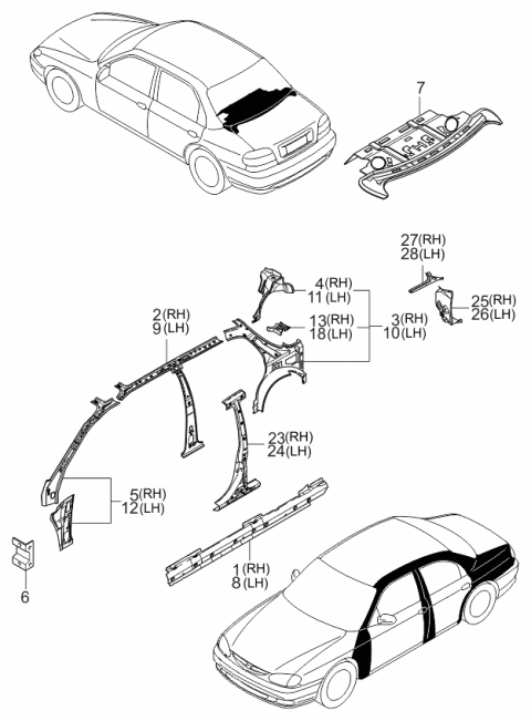 1999 Kia Sephia Panel-Lamp Housing LH Diagram for 0K2A171450