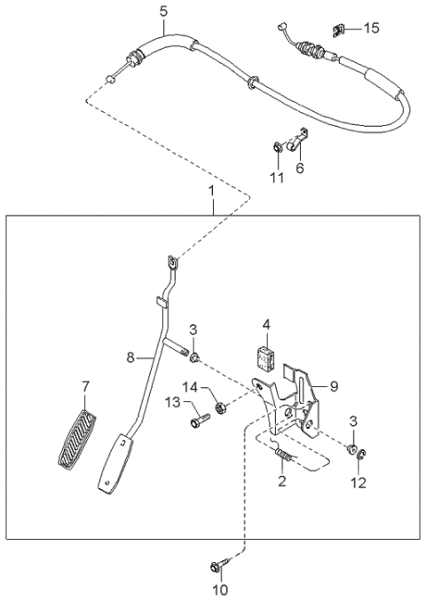 2001 Kia Sephia Cable-Accelerator Diagram for 0K2A541660E
